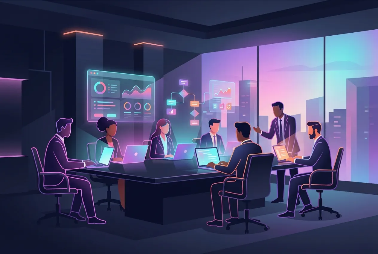 B2B marketing team discussing lead generation strategy in a meeting