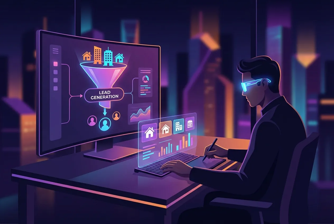 Real estate marketing professional optimizing property lead generation