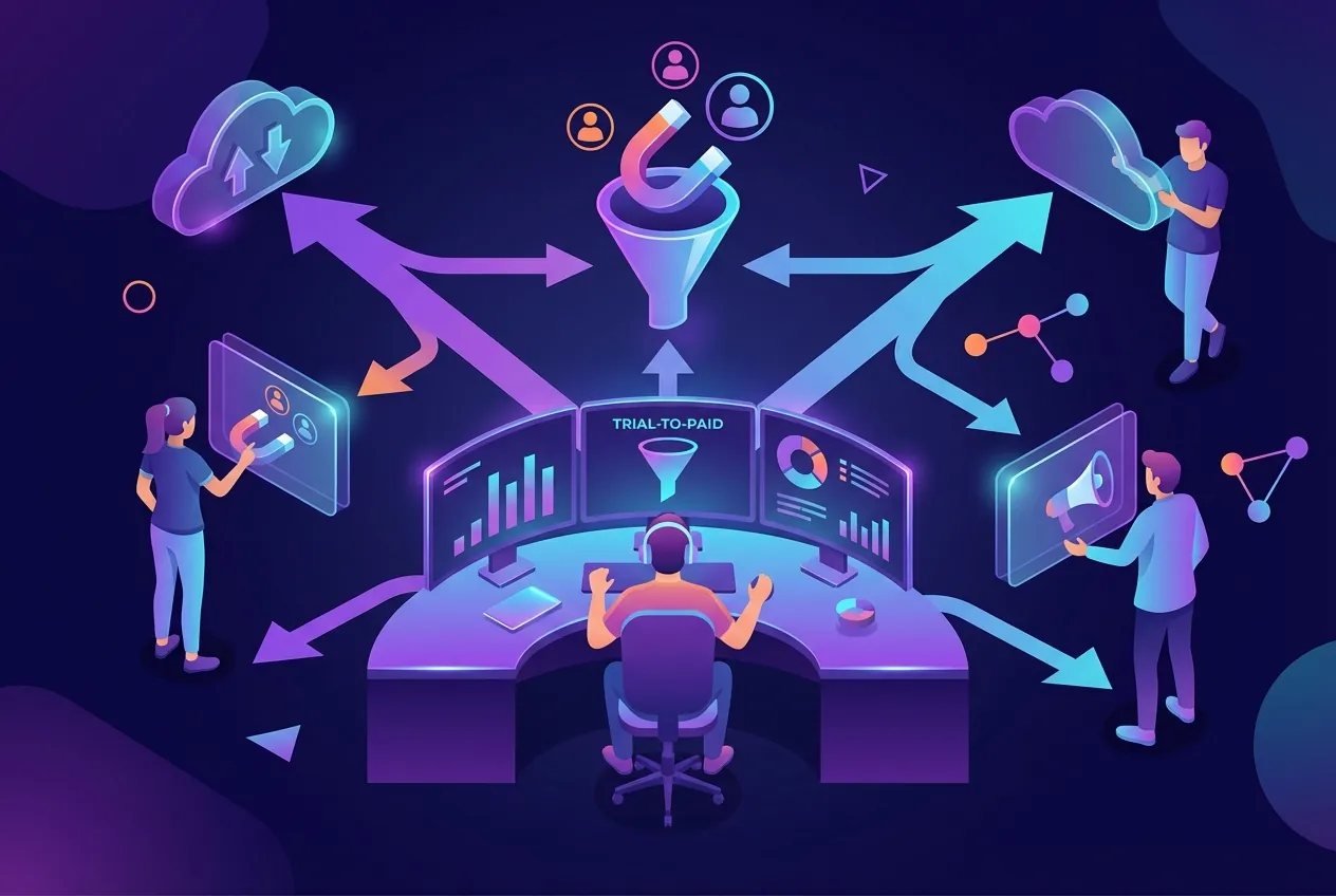 SaaS marketing professional optimizing user acquisition funnels